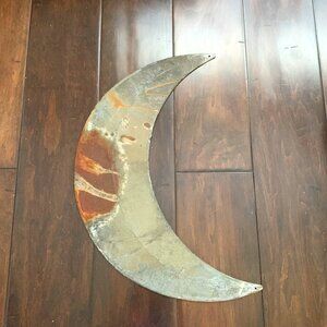 Rustic Metal Weathered Crescent Moon with Patina Wall Art/Barn Art